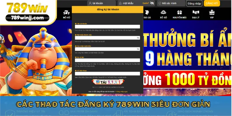 Các thao tác đăng ký 789win siêu đơn giản